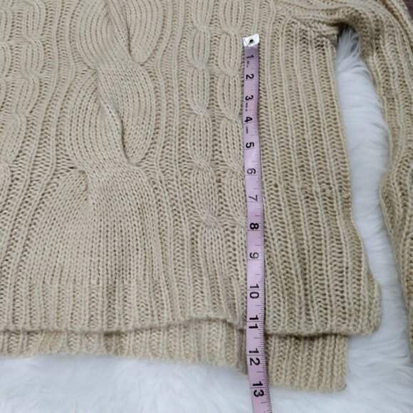 Forever 21 Cable Knit Cowl Neck Sweater Beige Cropped M/L - Picture 8 of 8